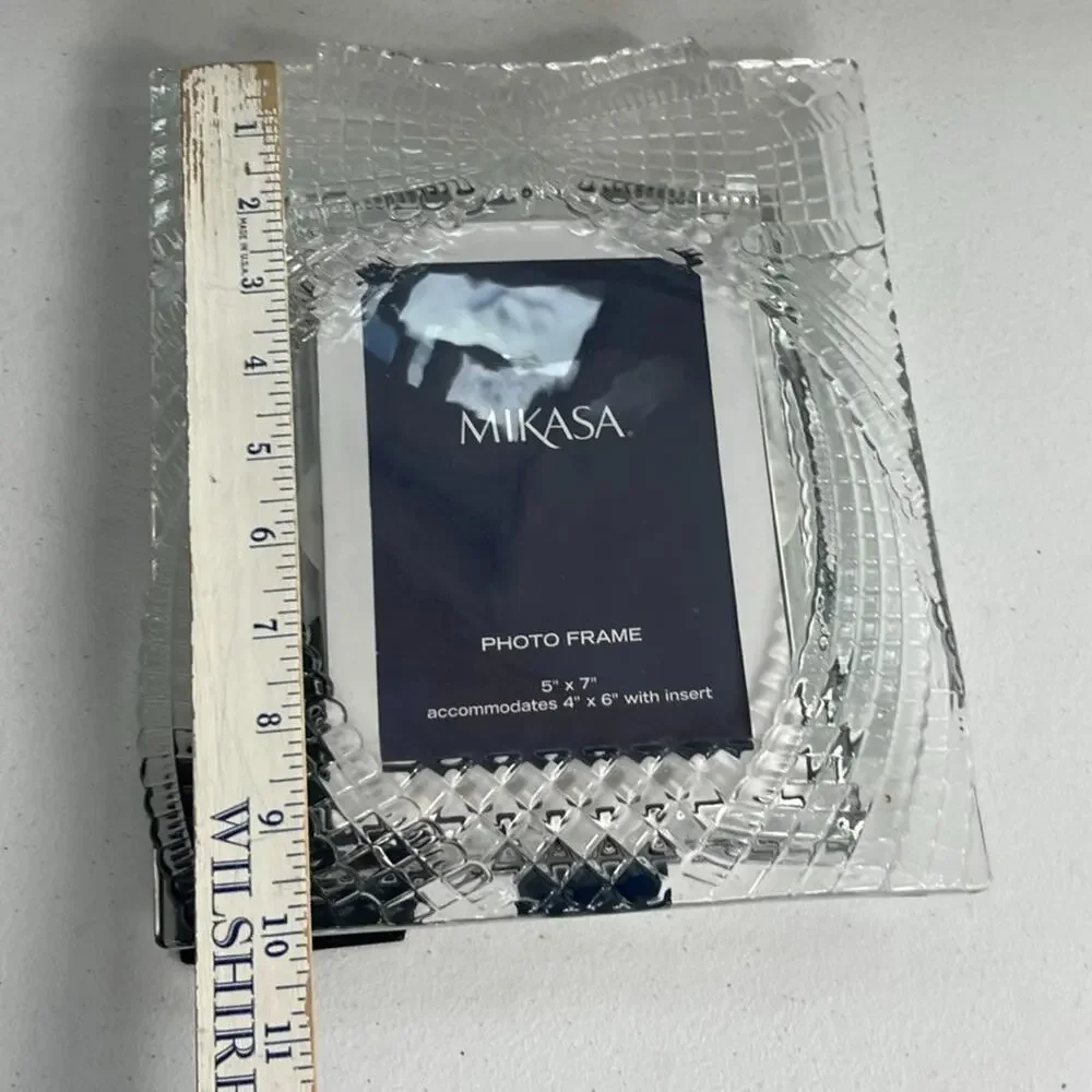 Mikasa Photo Frame Crystal Draped Bow Frame Home Décor 5x7